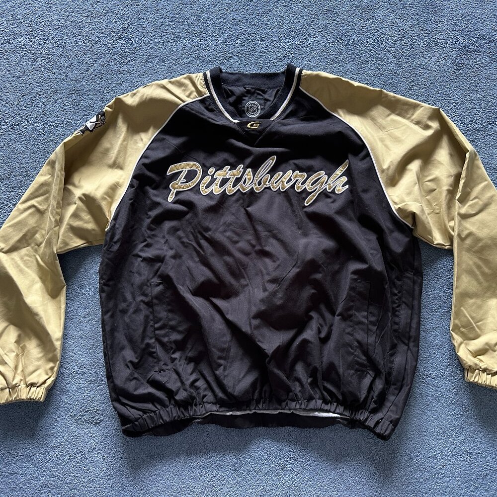 G-III Apparel Men's Black & Gold Pittsburgh Penguins Pullover Jacket Size XL